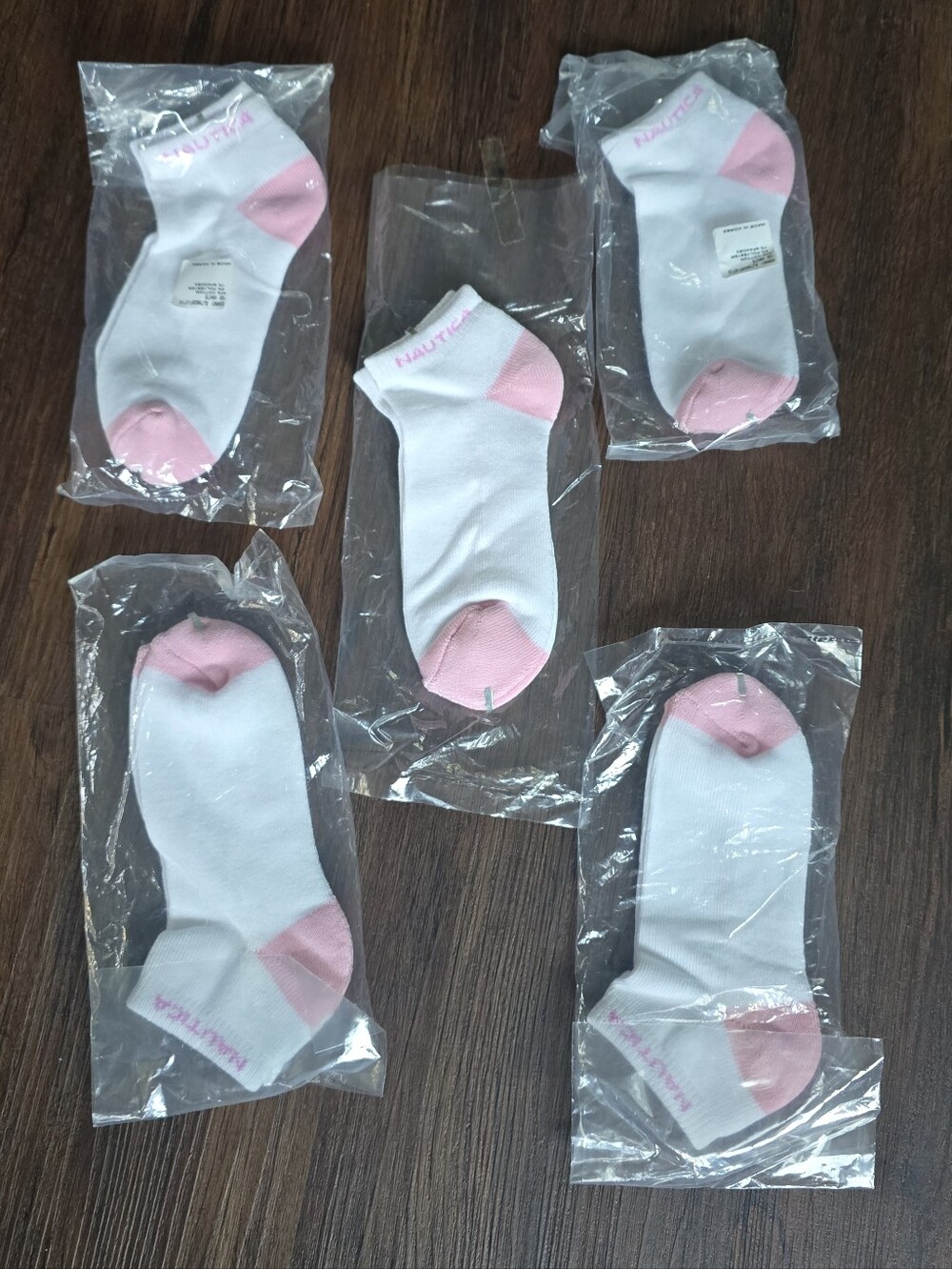 Nautica  Women White Low-Cut Athletic Socks white/Pink Size S - 5 Pack